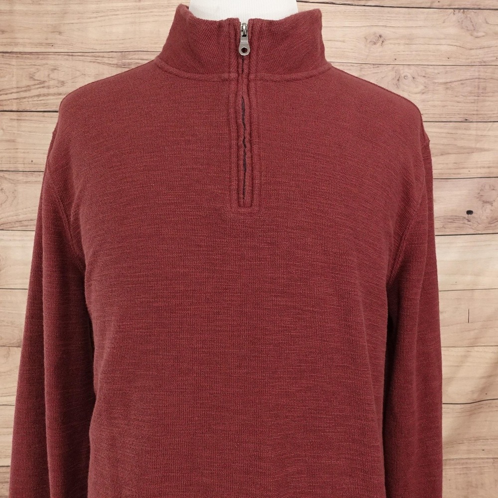 Goodfellow & Co Sweater Mens 2XL Red Mock Neck 1/4 Zip Pullover Knit Fleece